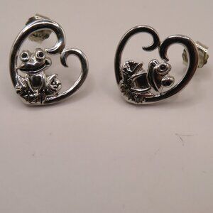 925 Silver Frog Stud Earrings